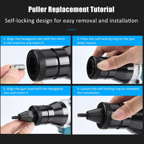 Puller replacement tutorial for Heavy Duty Cordless Rivet Gun Kit Featuring A Reliable Brushless Motor And Twin Batteries.