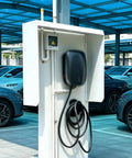 Wall Mounted EV Charger Storage Box Functions As A Heavy Duty Cable Cover To Tame Cord Chaos, showcased in a parking area.