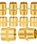 Brass Pipe Fittings Set 3/4 Inch Male To 3/4 Inch Female NPT Hex Nipples 10 Pack with 5 Male and 5 Female Adapters