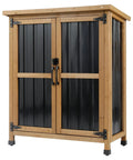 Tough As Nails Built To Last Outdoor Storage Cabinet Waterproof Weatherproof Wood And Metal Shed with lockable doors.