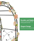 Garden Arch For Weddings And Parties, Sturdy Steel Trellis Arch With Lattice Sides, decorative flowers on black metal arch