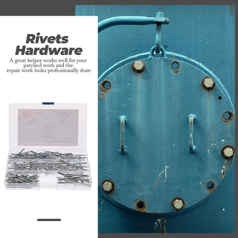 140 Piece Aluminum Blind Rivet Kit With Flanged Smooth Head Self Plugging Rivets For Metal Repair Automotive And DIY