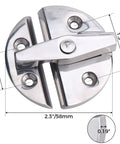 Heavy Duty 316 Stainless Steel Twist Catch Latch Kit For Marine Boat Trunks And Hard Shell Hatches close-up showing dimensions and finish.