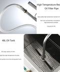 Heavy Duty 550W Commercial Kitchen Electric Fryer Oil Filter Machine With 65L Stainless Steel Tank showing high temperature resistant oil filter pipe.