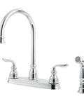 Avalon 2-Handle Kitchen Faucet With Side Spray In Polished Chrome, ADA Compliant And Lead Free, Durable High Arc Spout, Modern Design