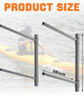 Kickass Heavy Duty Four Tier Kayak Storage Rack With Adjustable Wall Mount For Paddle Gear Organizer Solid Steel Frame, 30x28 inch size.
