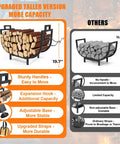Diagram comparing 30 Inch Firewood Rack With Log Carrier Bag Upgraded Taller Version 19.7 Inch Height Heavy Duty Steel Firewood Storage Holder to others