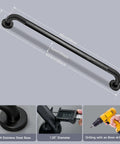 Heavy Duty Two Pack 24 Inch Shower Grab Bar Tough As Nails 1 Point 25 Inch Diameter Matte Black 304 Stainless Steel Knurled Safety Handrail For Seniors And Mobility Support with measurements.