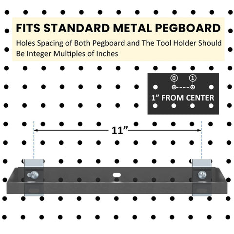 Pegboard Mounting Adapter Set, 12 Metal Brackets Fits 1/4, 1/2, Or 1 Inch Peg Boards For Hanging Tools And Storage