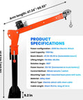 Straight Up Heavy Duty Electric Pickup Truck Crane Built To Tackle Boss Level Loads With Folding Bed Mount And Three Stage Telescoping Boom with 2000 lb winch.