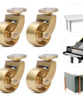 Four Pack Vintage Solid Brass Swivel Caster Wheels Built Tough Heavy Duty Ball Bearing furniture casters, 4 durable brass wheels for easy mobility.