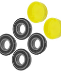 Heavy Duty Replacement Wheel Ball Bearing Kit With Sealed Caps For John Deere 240 245 260 265 285 320 Lawn Tractors showing four bearings and two yellow caps.