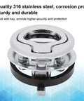 Hardcore 316 Stainless Steel Flush Marine Hatch Latch With Mirror Polished Slam Lock visible from the top, showcasing its secure design.