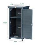 Must Have Outdoor Storage Cabinet And Potting Bench With Metal Top Shelves For Patio Garden Easy Setup Weatherproof Wooden Planting Workstation In Anthracite Grey, open cabinet with dimensions shown.
