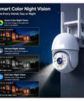 Dope 4K PTZ WiFi Security Camera With Smart Auto Tracking And Dual Night Vision Smooth Ball Design mounted on a wall.