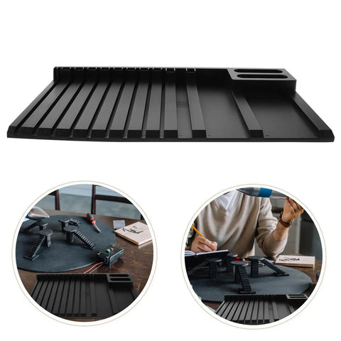 DIY Model Frame Organizer Tray With Multi Tier Adjustable Compartments For Workshop Use Handy Plastic Hobby Tool Sorting Rack To Boost Productivity And Safely Hold Parts, black plastic tray with slotted compartments