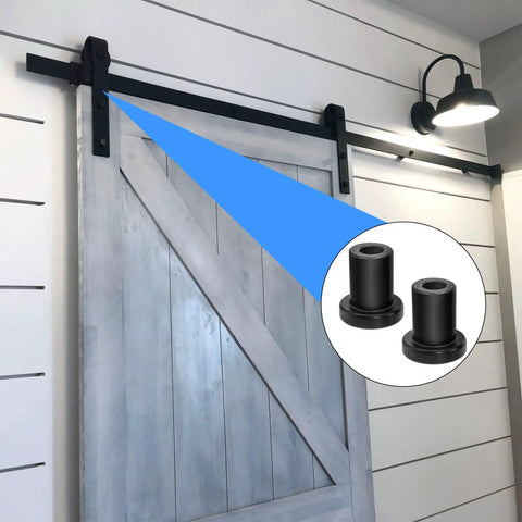Badass 10 Pack Sliding Barn Door Spacers With Lag Bolts And Heavy Duty Wall Anchors Track Connector Kit showcasing spacers and track.