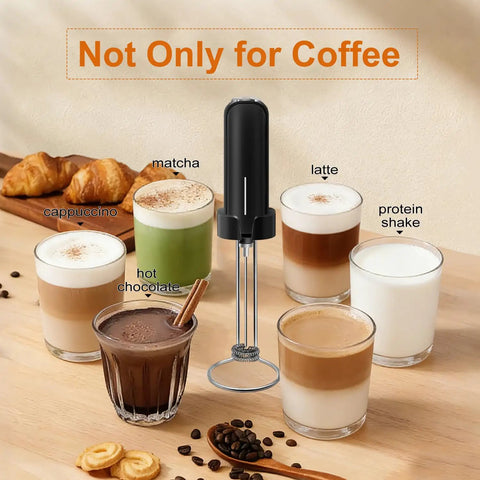 Handheld Milk Frother With Double Whisk Battery Operated Electric Foam Maker And Drink Mixer Mini Frother Wand with drinks variety