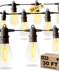 95Ft LED Outdoor String Lights With 30 Edison Shatterproof Bulbs IP65 Waterproof Dimmable 2700K on display