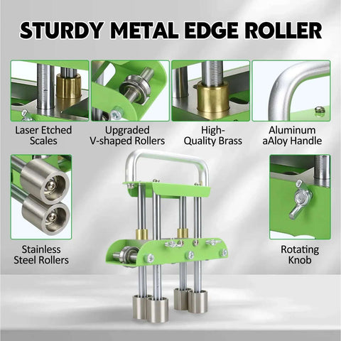 Sturdy metal roller bender showing laser etched scales and stainless steel rollers, part of Pro Grade Metal Roller Bender Kit For 0 To 90 Degree Bends