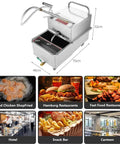 Heavy Duty 550W Commercial Fryer Oil Filter Cart With 65L Tank And Quick Pump System, stainless steel, 75cm length for busy kitchens.