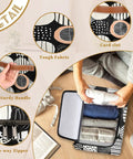 Fan Favorite Black And White Boho Design Storage Bins With Secure Lids Foldable Closet Organizers featuring tough fabric and sturdy handle.