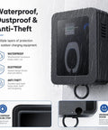 Built Damn Tough Lockable EV Charger Enclosure For Outdoor Use with waterproof features and tempered glass in rain.