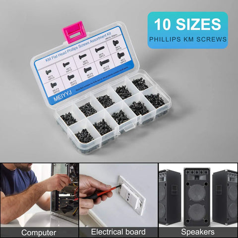 Heavy Duty M2 And M3 Laptop Screws Kit With 500 Piece Assortment For Notebook Pc Ssd Upgrade Featuring Top Tier Flat Head Phillips Countersunk Fasteners in an assortment case.