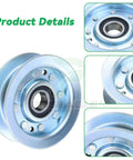 Straight Up Quality Idler Pulleys For John Deere Gy22172 And Gy20067 Heavy Duty Bearings for 42 And 48 Inch Mower Decks D140 L130 Models Easy Swap Runs Like New close-up view of pulley with durable steel construction
