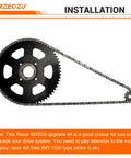 35 Chain Sprocket Upgrade Kit With 65 Tooth 54mm Bore And 108 Link Drive Chain For MX650 MX500 SX500 RSF650 Electric Dirt Bike Dirt Rocket McGrath Motocross Performance Boost For Off Road Motorcycle Parts installation setup.
