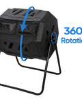 Outdoor Tumbling Composter 43 Gallon Dual Chamber With Two Sliding Doors Heavy Duty Compost Tumbler For Garden Kitchen And Yard Black