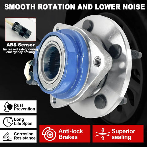 Hella Smooth Front Wheel Bearing Hub Assembly With 513179 Part Number And 5 Lug Mount With Abs, showcasing ABS sensor and seal.
