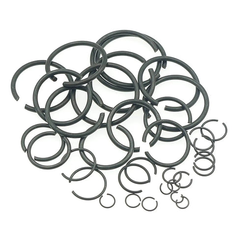 Complete 340-Piece Round Wire C-Clips External Retaining Rings Assortment Kit 5mm To 28mm For Shafts Black Finish Steel Snap Ring Set