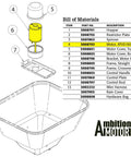 Diagram of Replacement Motor For ATV Broadcast Spreader S100 12V DC 18W 900RPM 2.5A Beefy IP67 Sealed With Brush Life