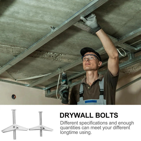 Installer using 20 Piece Toggle Bolts And Wing Nut Kit For Drywall Mounting - Heavy Duty Hollow Wall Anchors With Full Thread Screws M5 M6