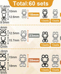 Top Shelf Sewing Hooks And Eyes Replacement Kit For Garments, 60 metal clasps in various sizes for DIY projects.