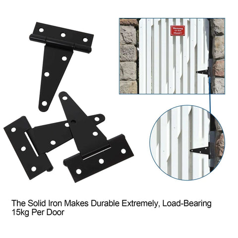 Ten Pack 4 Inch T Strap Tee Hinge Heavy Duty Black Barn Door Hinges For Wooden Fences Garden Doors Strap Wrought Iron Hardware