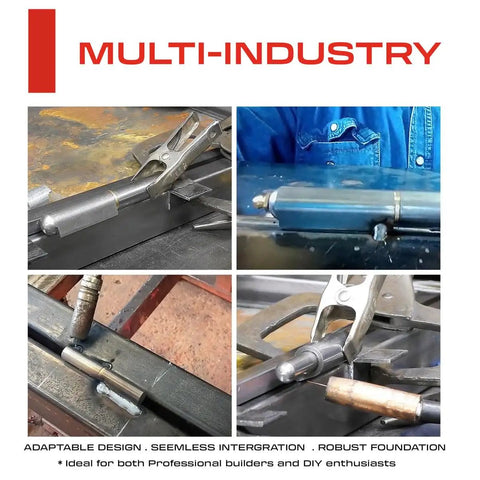 Heavy Duty Weldable Bullet Hinge Measures 6 Point 24 Inches By 0.979 Wide Rock Solid Steel Barrel Pivot close-up during installation.