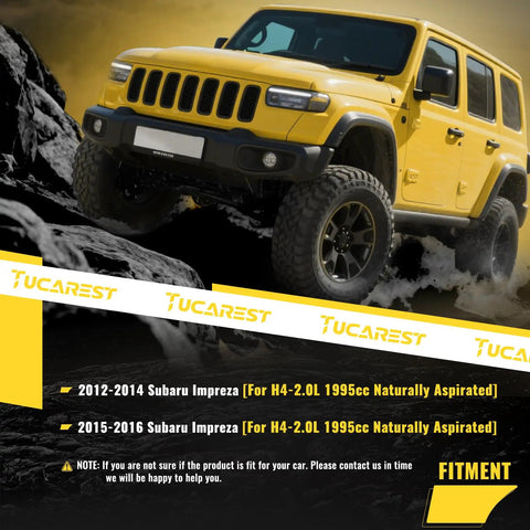 Built Tough 12 Pcs Front Suspension Kit For 2012 To 2016 Subaru Impreza 2.0L displayed on a rugged yellow SUV.