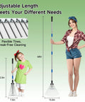 68 Inch Metal Rake With Adjustable Handle Built For Heavy Duty Leaf Cleanup And Thatch Removal, Yard Work Beast Lawn Rake For Leaves