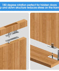 Badass Pivot Hinges For Hidden Doors And Bookcases Heavy Duty Stainless Steel Hardware Rustproof Construction shown with 180-degree rotation mechanism.