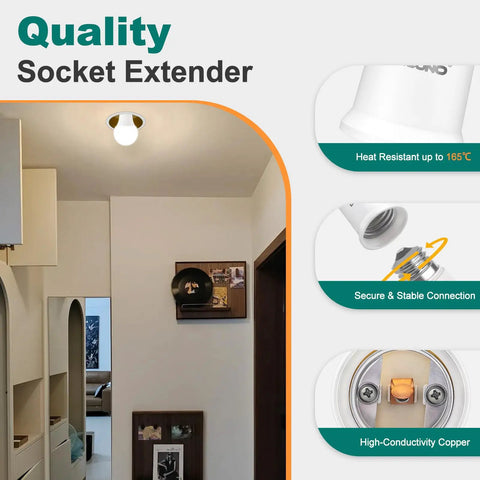 Room showing E26 Socket Extender With 1.97 Inch Extension For Standard Medium Base Lamps, used in ceiling light