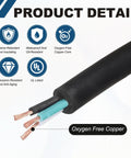 No-Nonsense 25 Ft SJOOW Portable Power Cord, 12 AWG 3-Conductor with Oxygen-Free Copper and protective black insulation.
