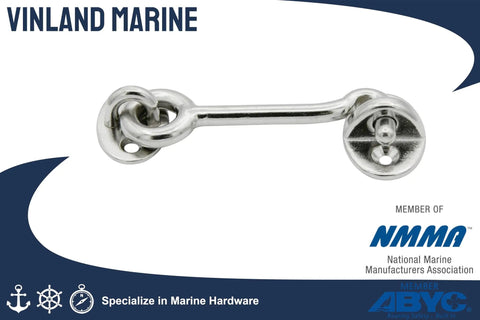 Tight As A Drum 316 Stainless Steel Cabin Door Hook And Eye Latch 2.5 To 4 Inches close-up showing polished finish and design.