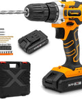 Rugged 21V Cordless Drill With Kickass Torque That Handles Overhead Tasks Fast Compact Impact Driver with bits, charger, and case.