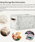 Built Different Grey Leafy Vines Canvas Storage Baskets With Double Stitched Handles, 14.2L x 10.2W x 8.3H, versatile for organizing.