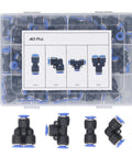 40 Piece Pneumatic Fitting Kit Includes Splitters Elbows Tees And Straight Connectors For 5/16 Inch Tubing Perfect Push To Connect Air System Setup That Is Totally Sick And Makes You Look Like A Pro., 40 pc air fittings in storage case