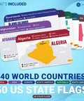 Ultimate Geography Flash Cards Set With Flags Capitals Currencies And Populations 290 Cards For Global Nations And US States