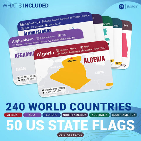 Ultimate Geography Flash Cards Set With Flags Capitals Currencies And Populations 290 Cards For Global Nations And US States