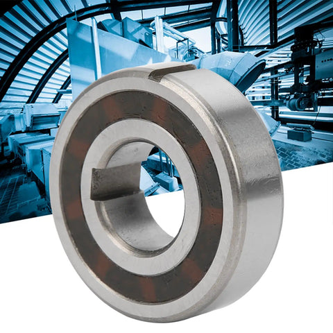 Workhorse One Way Sprag Clutch Bearing With Dual Keyway Freewheel Design And Rock Solid GCR15 Steel Build Made To Handle Textile Machines Automotive Shops And Printing Floors 20x47x14Mm close-up view.